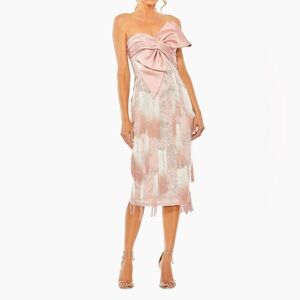 Mac Duggal Strapless Ombre Fringed Dress